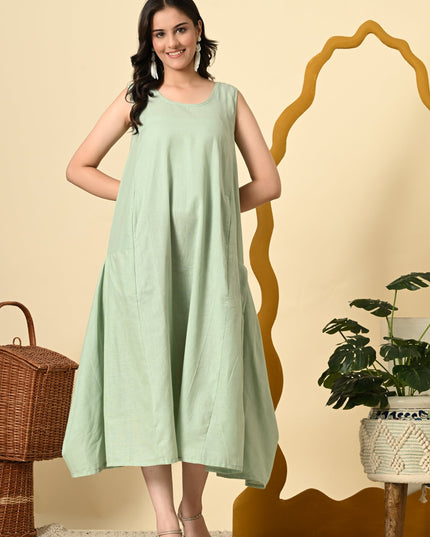 Pistachio Cowl Dress with High Low Jacket for Women