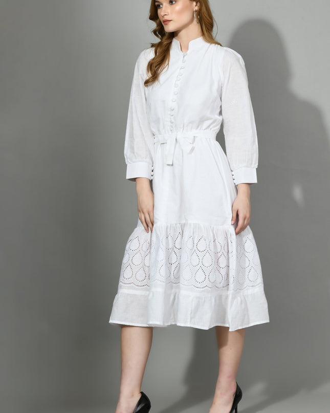 White Hakoba Cotton Dress for Women