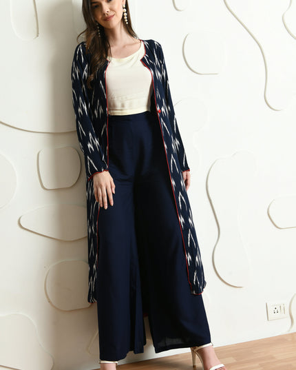 BLUE IKAT PRINT 3 PC CO-ORD SET