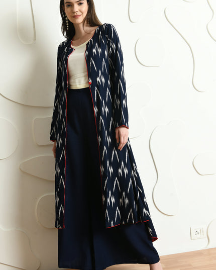 BLUE IKAT PRINT 3 PC CO-ORD SET