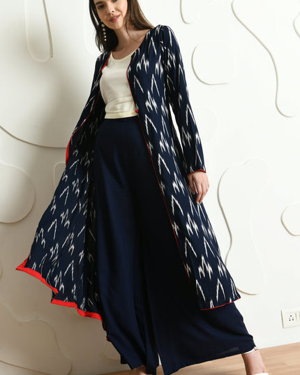 BLUE IKAT PRINT 3 PC CO-ORD SET