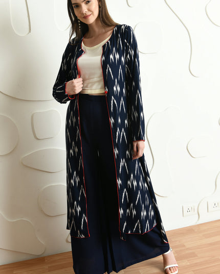 BLUE IKAT PRINT 3 PC CO-ORD SET