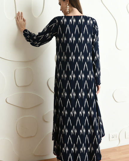 BLUE IKAT PRINT 3 PC CO-ORD SET