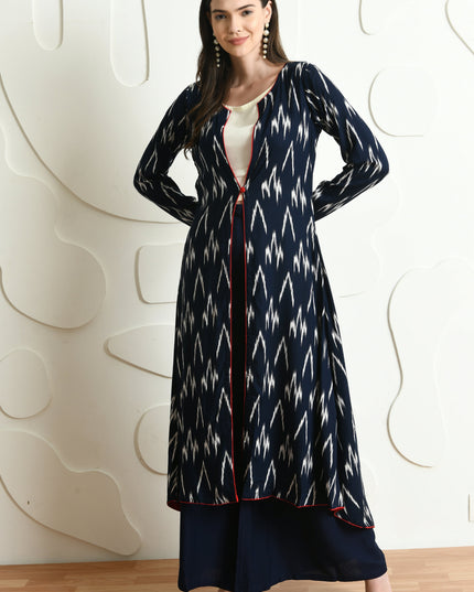 BLUE IKAT PRINT 3 PC CO-ORD SET