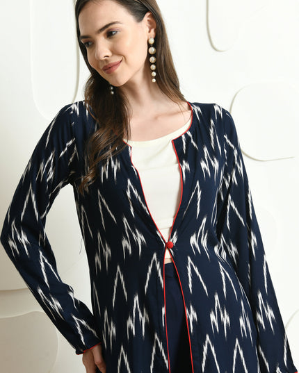 BLUE IKAT PRINT 3 PC CO-ORD SET