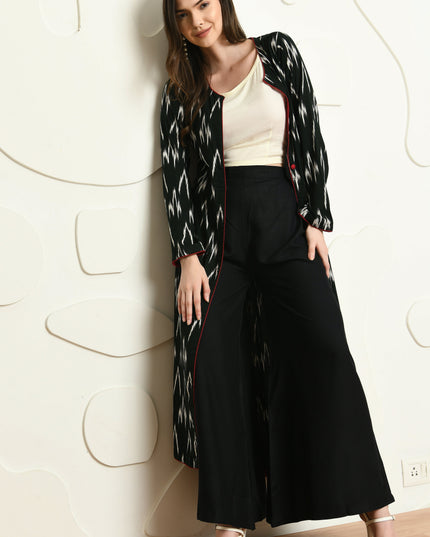 3 Piece Rayon Jacket Palazzo Outfit for Semi Festive Wear
