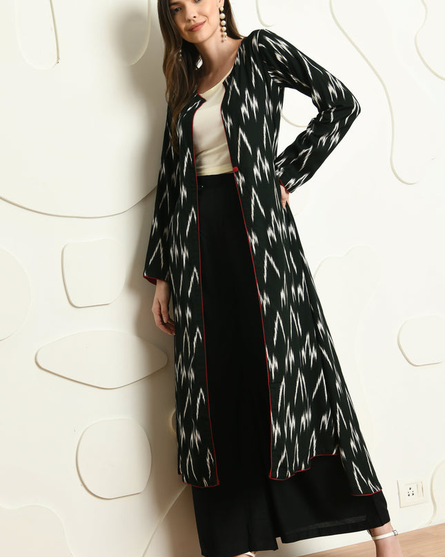 3 Piece Rayon Jacket Palazzo Outfit for Semi Festive Wear