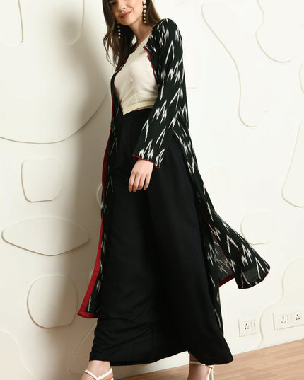 3 Piece Rayon Jacket Palazzo Outfit for Semi Festive Wear