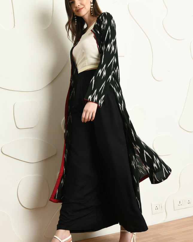 3 Piece Rayon Jacket Palazzo Outfit for Semi Festive Wear