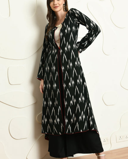 3 Piece Rayon Jacket Palazzo Outfit for Semi Festive Wear