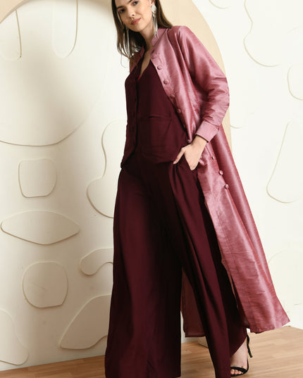 Coat Style Top with Box Pleat Palazzo Formal Wear Set