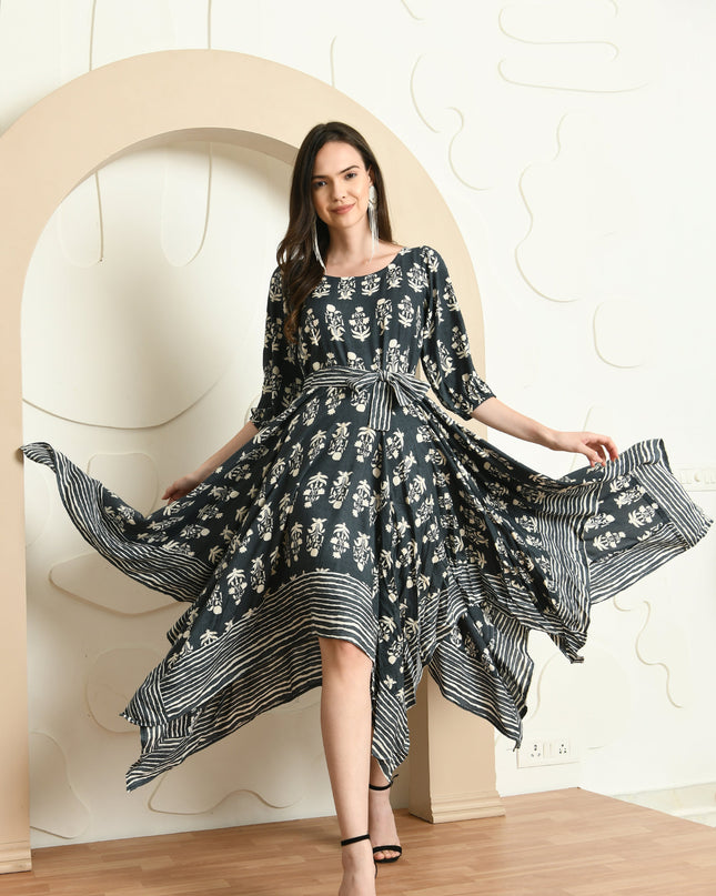 English Blue Handkerchief Style Dress