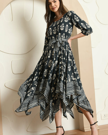 English Blue Handkerchief Style Dress