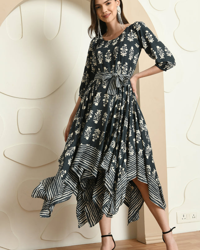 English Blue Handkerchief Style Dress