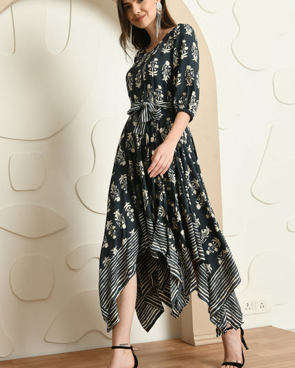 English Blue Handkerchief Style Dress