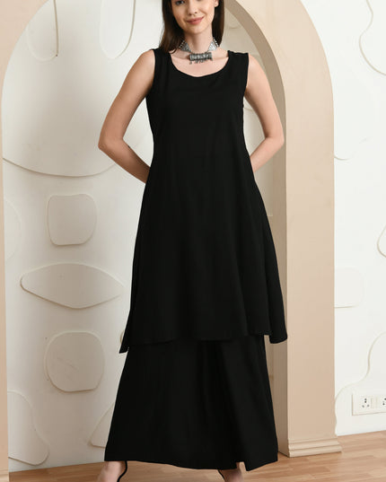 Kali Jacket Palazzo Set for Women Black
