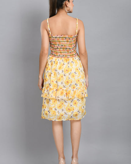 Yellow Floral Smoking Dress Canada