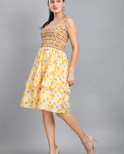 Yellow Floral Smoking Dress Canada