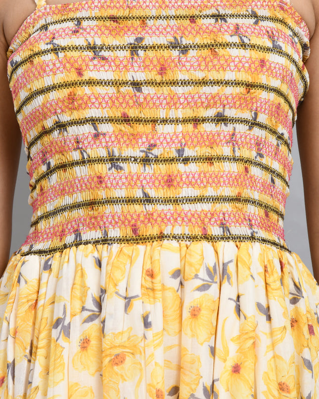 Yellow Floral Smoking Dress Canada