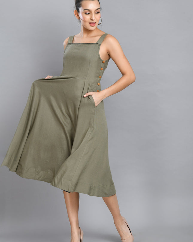 Grey Umbrella Dress Stylish Casual Outfit