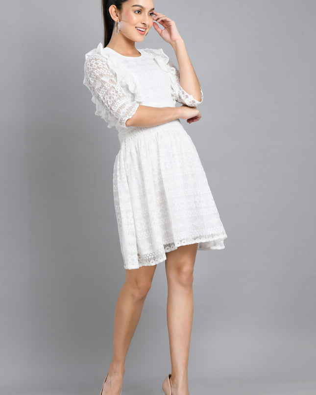 Stylish White Frill Dress Online Canada