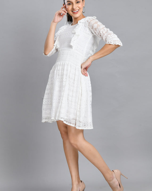 Stylish White Frill Dress Online Canada