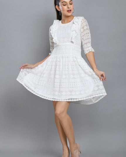 Stylish White Frill Dress Online Canada