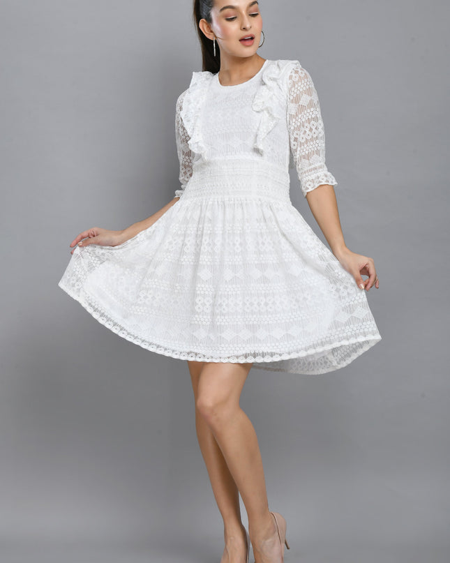 Stylish White Frill Dress Online Canada