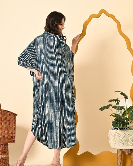 Rayon Cotton Loose Fit Kaftani Dress with Pockets
