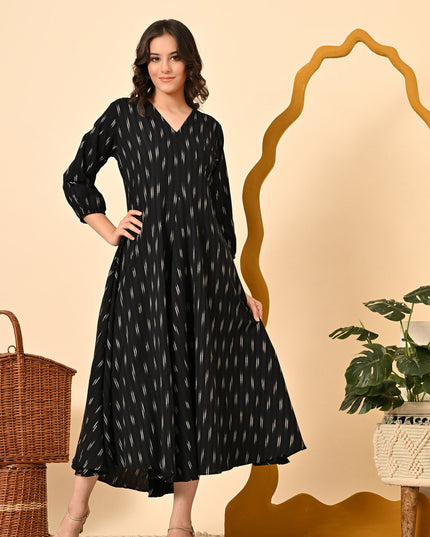 Loose Fit Black Handloom Dress Canada