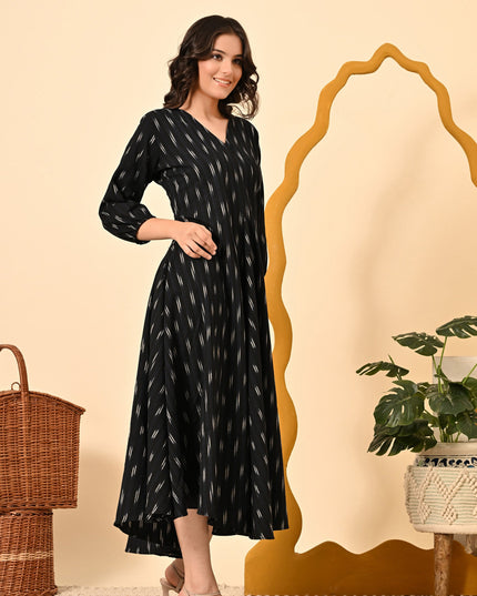 Loose Fit Black Handloom Dress Canada
