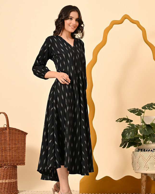 Loose Fit Black Handloom Dress Canada