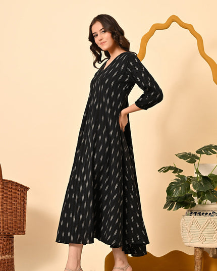 Loose Fit Black Handloom Dress Canada