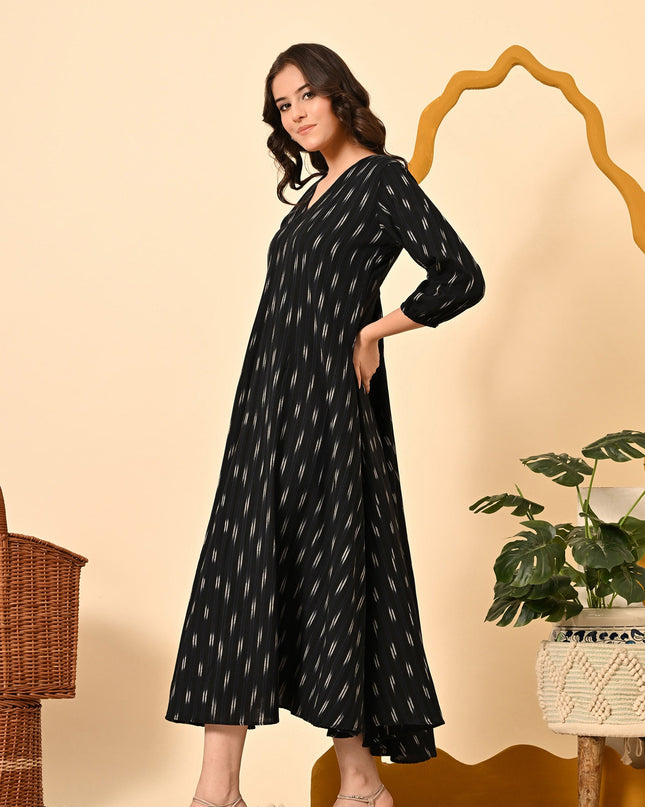 Loose Fit Black Handloom Dress Canada