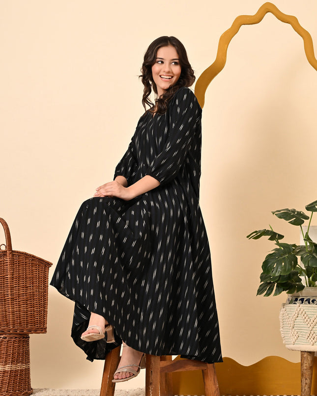 Loose Fit Black Handloom Dress Canada