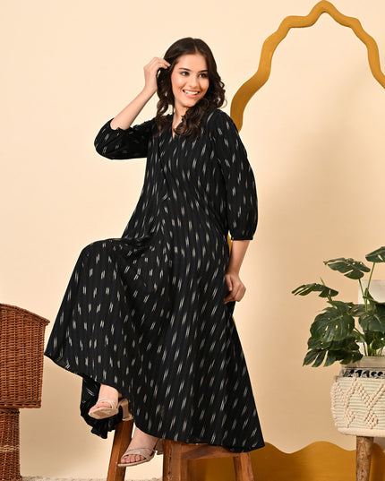 Loose Fit Black Handloom Dress Canada