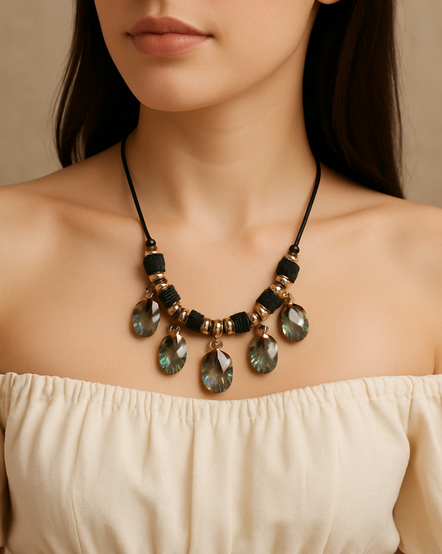 Royal Teardrop Stone Statement Necklace