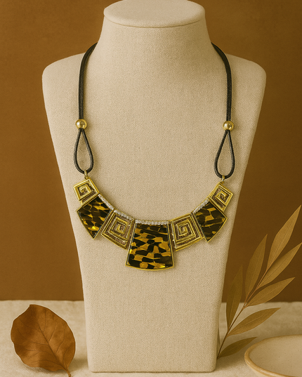 Geometric Yellow Statement Necklace for Women
