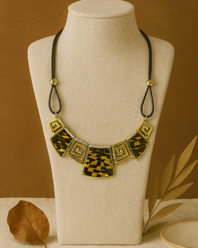 Yellow Mosaic Square Necklace