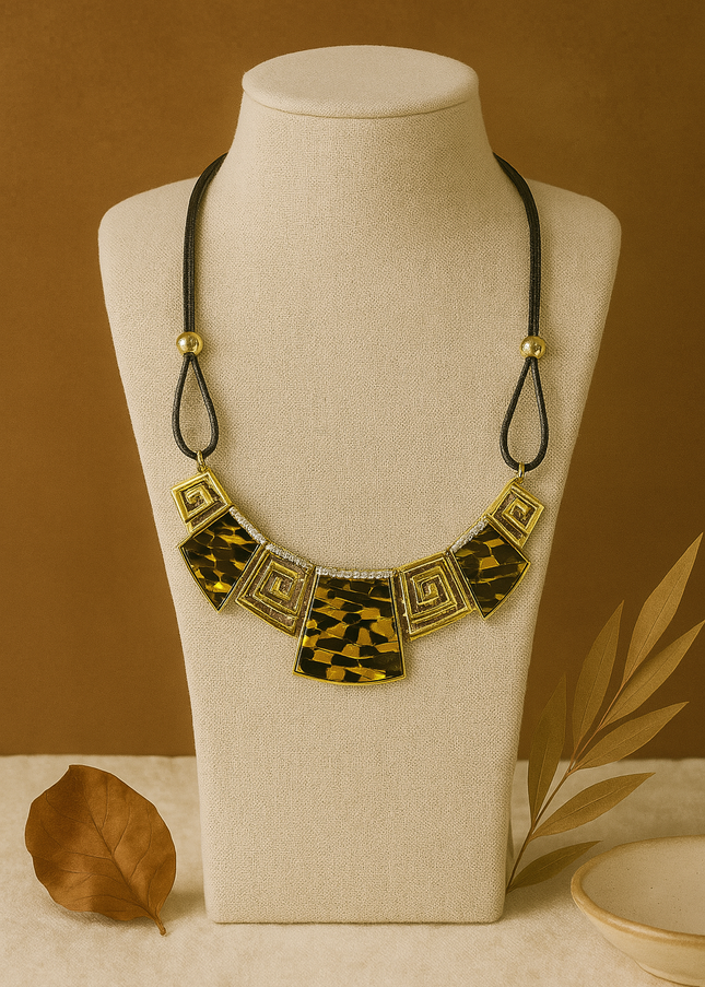 Geometric Yellow Statement Necklace for Women