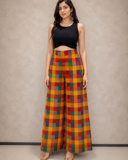 MADRAS CHECKERED HALTER NECK KURTA SET