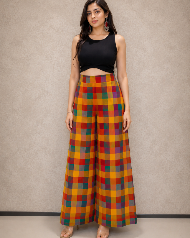 MADRAS CHECKERED HALTER NECK KURTA SET