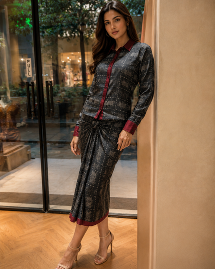 Noir Tie-Up Dhoti Skirt Set