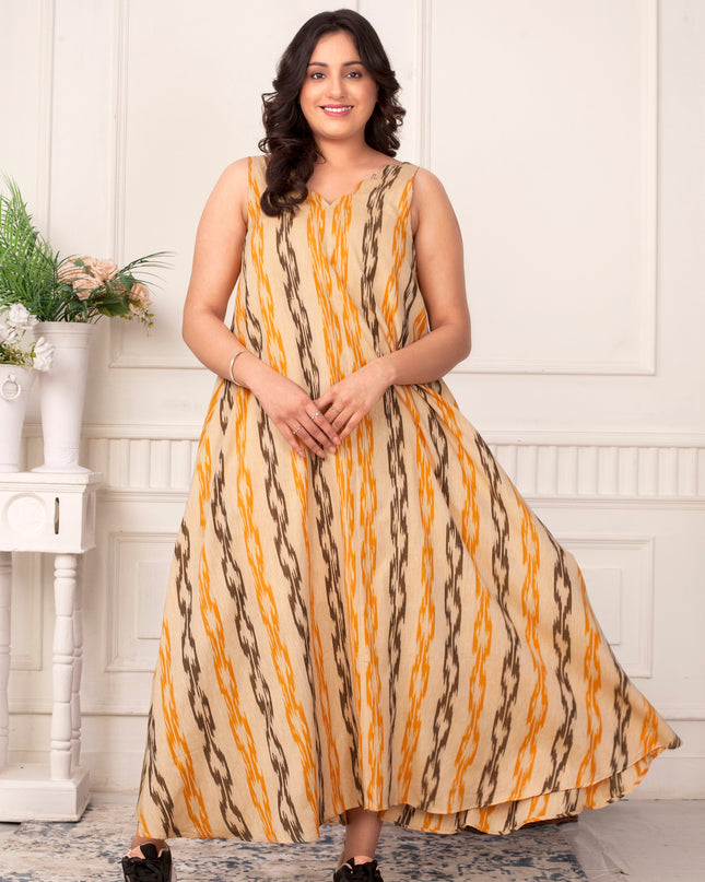 Lightweight Cotton Ikat Kali Dress Boho Style Everyday Outfit