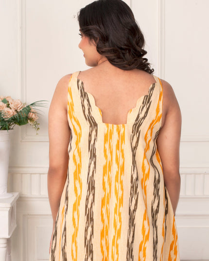 Lightweight Cotton Ikat Kali Dress Boho Style Everyday Outfit
