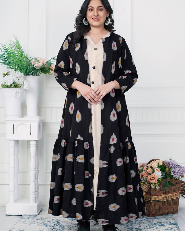 Ikat Elegance Black Long Jacket Dress Canada