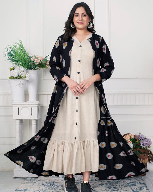 Ikat Elegance Black Long Jacket Dress Canada