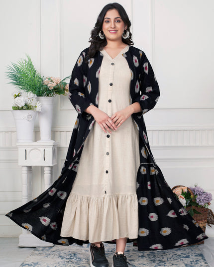 Buy Black Ikat Cotton Jacket Online