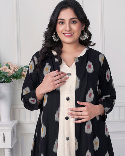 Ikat Elegance Black Long Jacket Dress Canada
