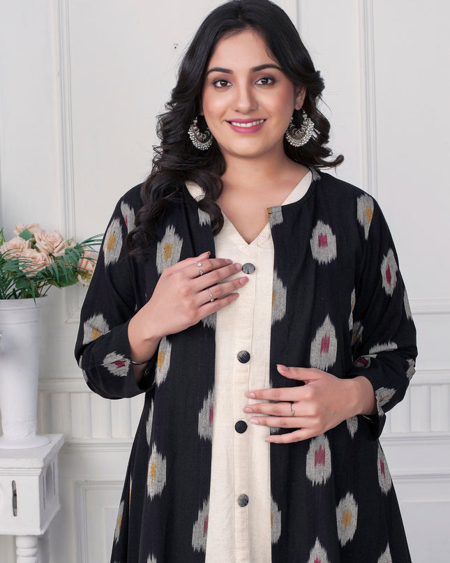 Buy Black Ikat Cotton Jacket Online